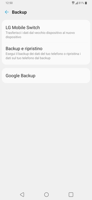 Seleziona Google Backup