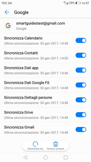 Seleziona Sincronizza ora