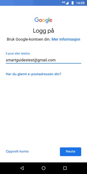 Skriv inn din Gmail-adresse og velg Neste