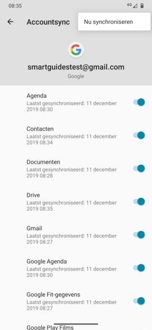 Selecteer Nu synchroniseren