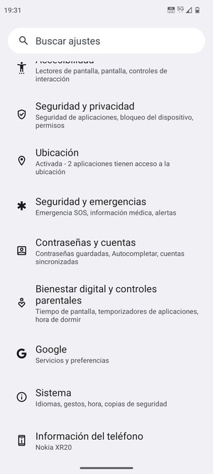 Desplácese y seleccione Sistema