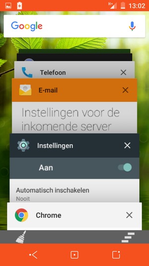 Selecteer het Verwijderen-pictogram om alle actieve apps te sluiten
