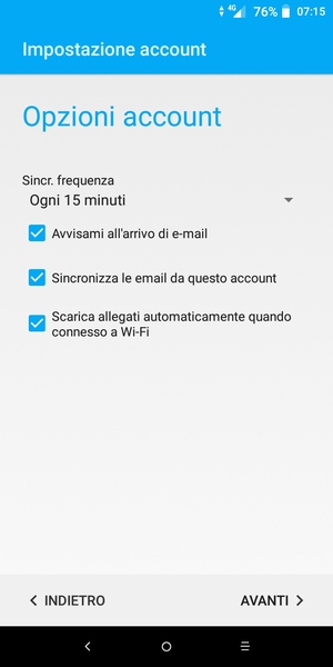 Scorri verso il basso e seleziona AVANTI