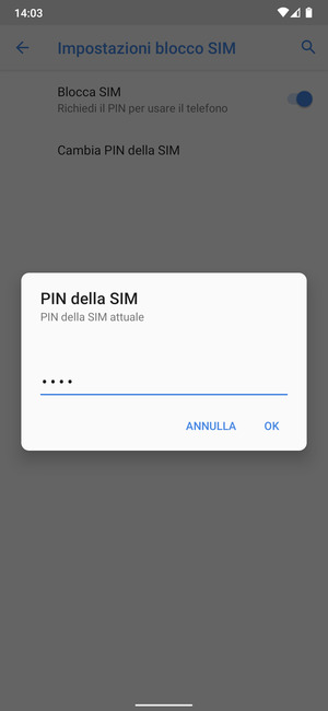 Inserisci PIN della SIM attuale e seleziona OK