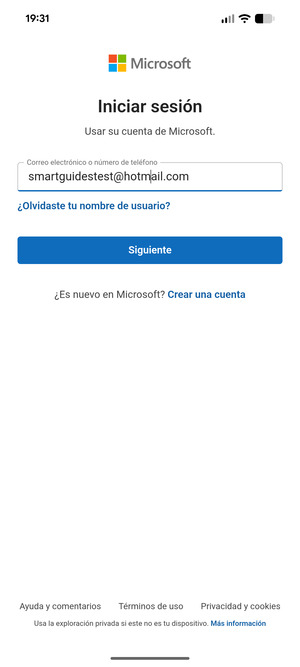 Introduzca su Dirección de correo electrónico y seleccione Siguiente