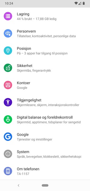 Bla til og velg Sikkerhet