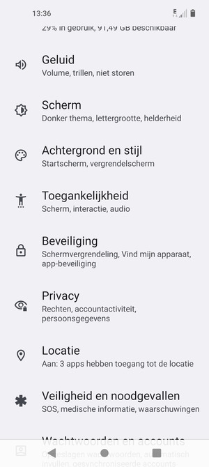 Scroll naar en selecteer Beveiliging