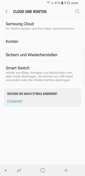 Gehen Sie zurück zum Cloud und Konten Menü und wählen Sie Konten