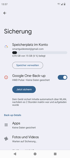 Wählen Sie Speicherplatz im Konto