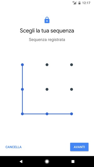 Disegna una sequenza di sblocco e seleziona AVANTI