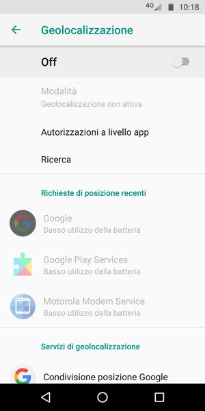 Disattiva Geolocalizzazione