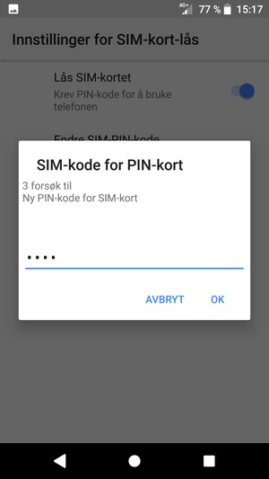 Skriv inn Ny PIN-kode for SIM-kort og velg OK