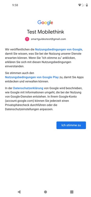 Wählen Sie Ich stimme zu