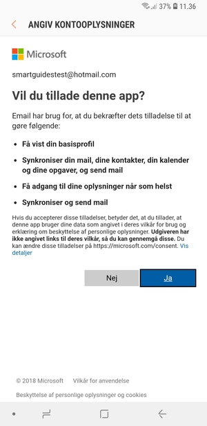 Vælg Ja