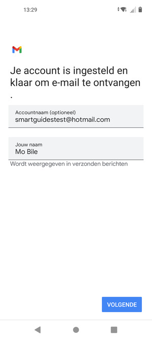 Geef uw account een naam en voer uw naam in. Selecteer VOLGENDE