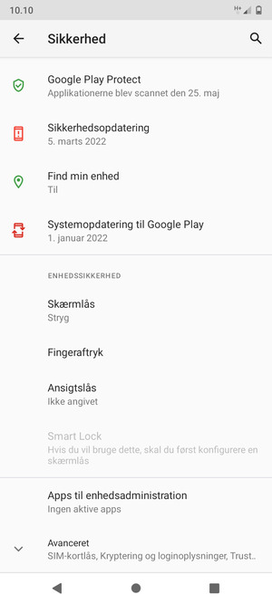Scroll til og vælg Avanceret