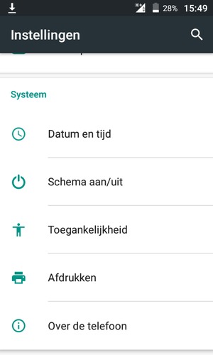 Scroll naar en selecteer Over de telefoon