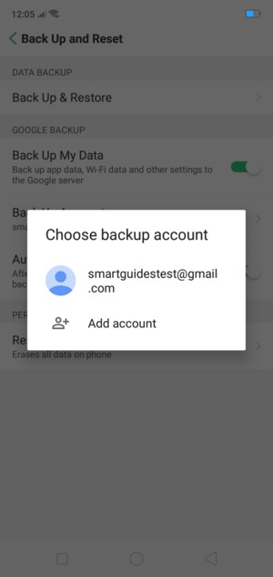 Select your backup account