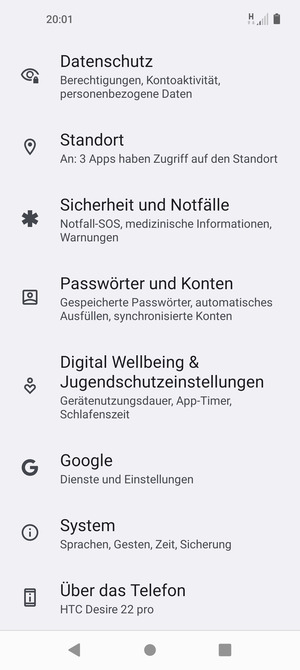 Scrollen Sie und wählen Sie System