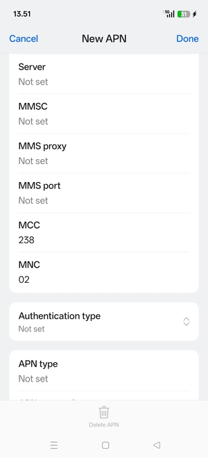 Scroll down and enter MMS information