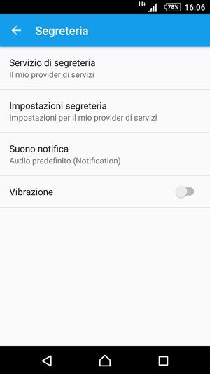 Seleziona Impostazioni segreteria