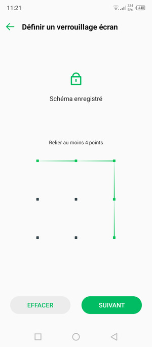 Dessinez un motif de déverrouillage et sélectionnez SUIVANT
