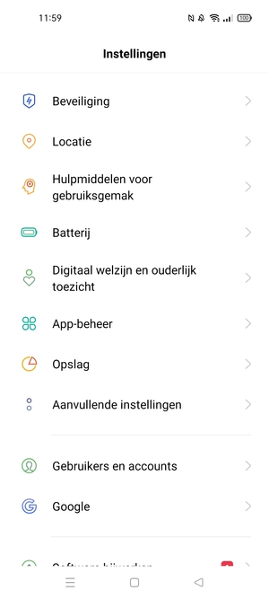 Scroll naar en selecteer Beveiliging