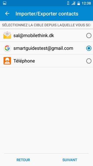Sélectionnez votre compte Google puis SUIVANT