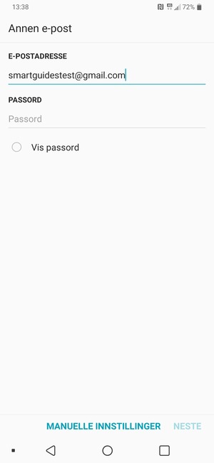 Skriv inn din Gmail-adresse og velg Passord