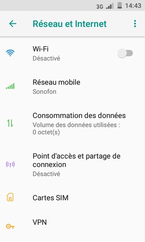 Sélectionnez Réseau mobile