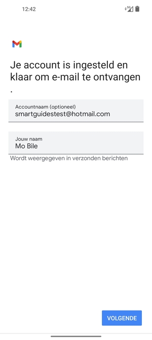 Geef uw account een naam en voer uw naam in. Selecteer VOLGENDE