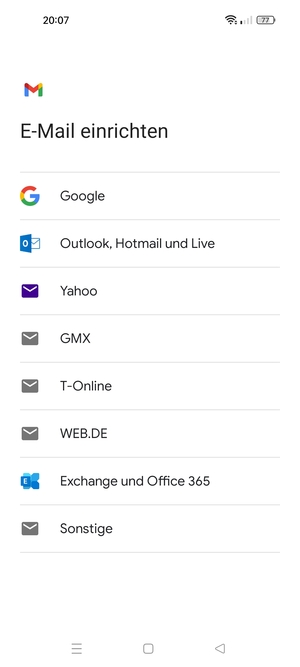Wählen Sie Outlook, Hotmail und Live