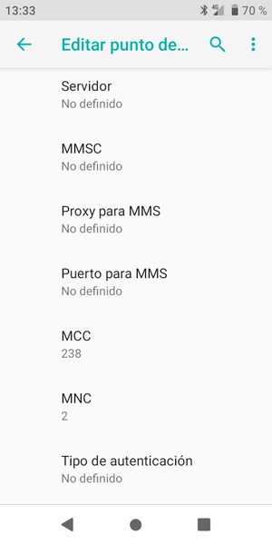 Desplácese hacia abajo e introduzca la información de Internet