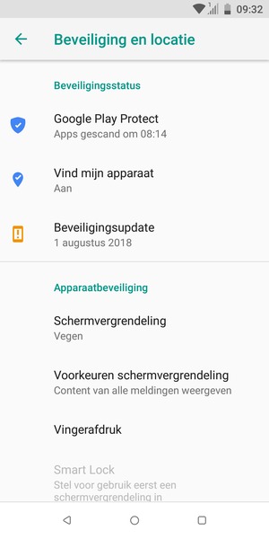 Om uw schermvergrendeling te activeren, ga naar het Beveiliging en locatie-menu en selecteer Schermvergrendeling