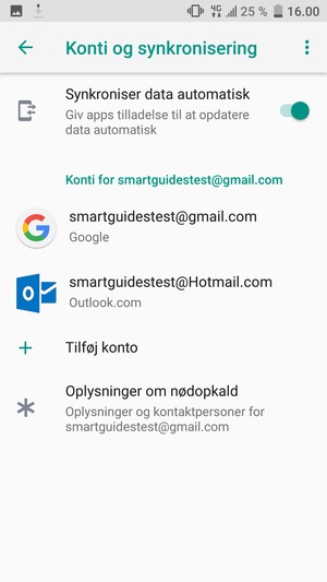 Vælg din Google konto