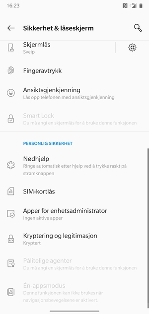Bla til og velg SIM-kortlås