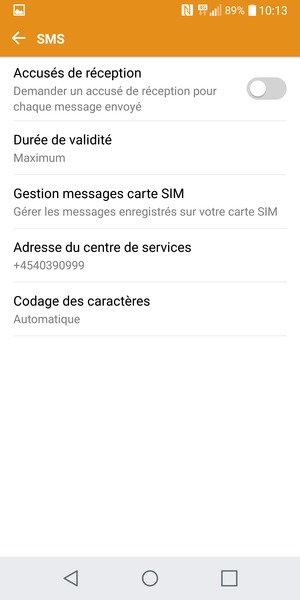 Sélectionnez Adresse du centre de services