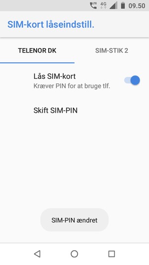 Din SIM PIN er nu ændret