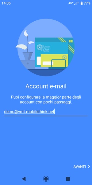 Inserisci il tuo indirizzo email e seleziona AVANTI