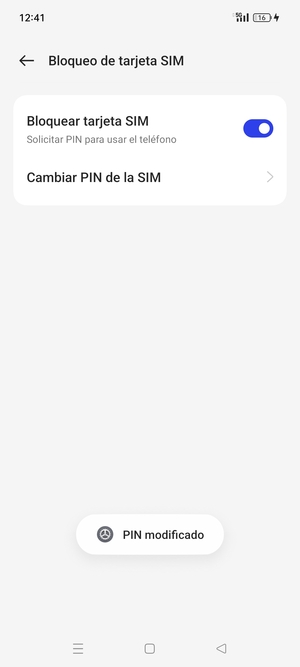Su PIN de la SIM ha sido cambiado