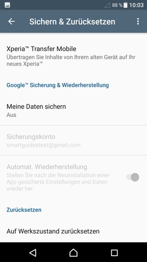 Scrollen Sie und wählen Sie Meine Daten sichern