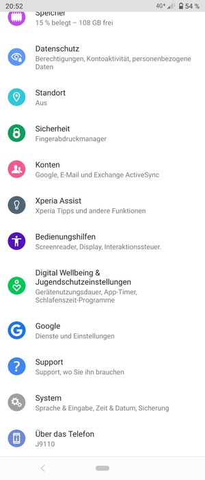 Scrollen Sie und wählen Sie Sicherheit