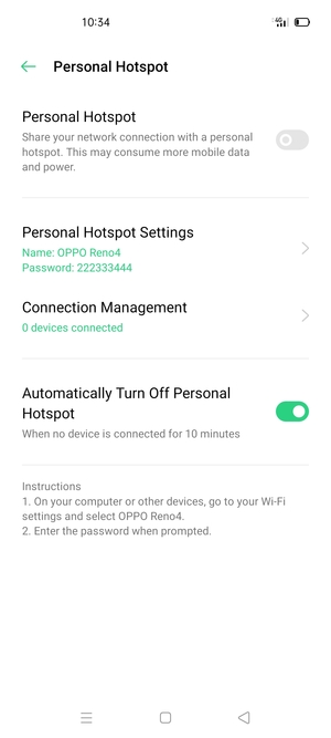 Turn on Enable Your Personal Hotspot
