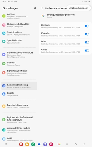 Wählen Sie Jetzt synchronisieren
