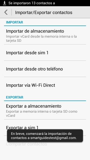 Sus contactos se guardarán en su cuenta de Google y se guardarán en su teléfono la próxima vez que Google sea sincronizado.