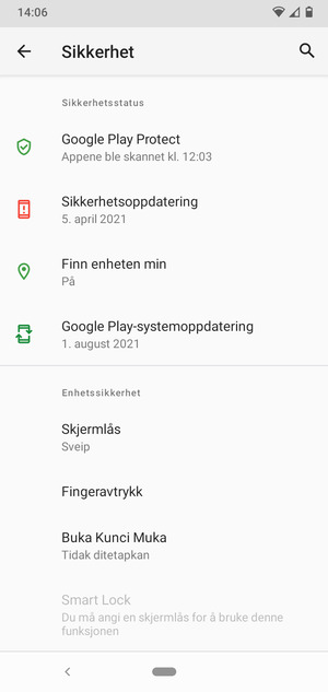 Velg Skjermlås