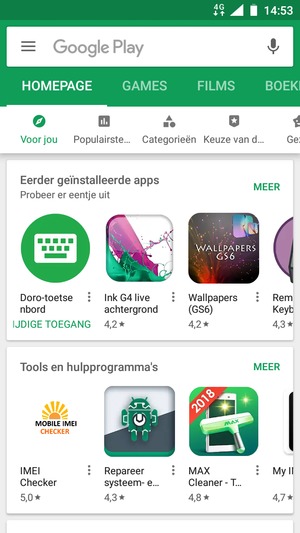 Selecteer de zoekbalk