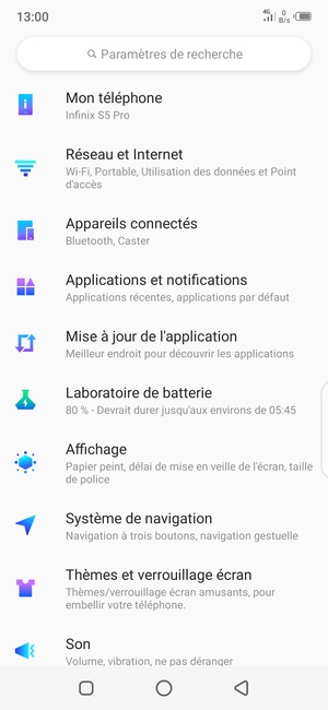 Sélectionnez Réseau et Internet