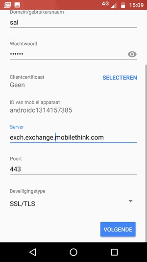 Scroll naar beneden en selecteer VOLGENDE