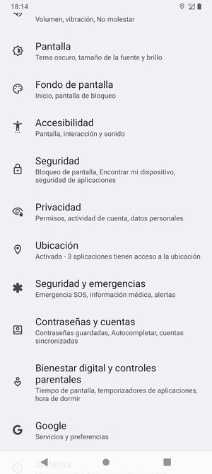 Desplácese y seleccione Ubicación